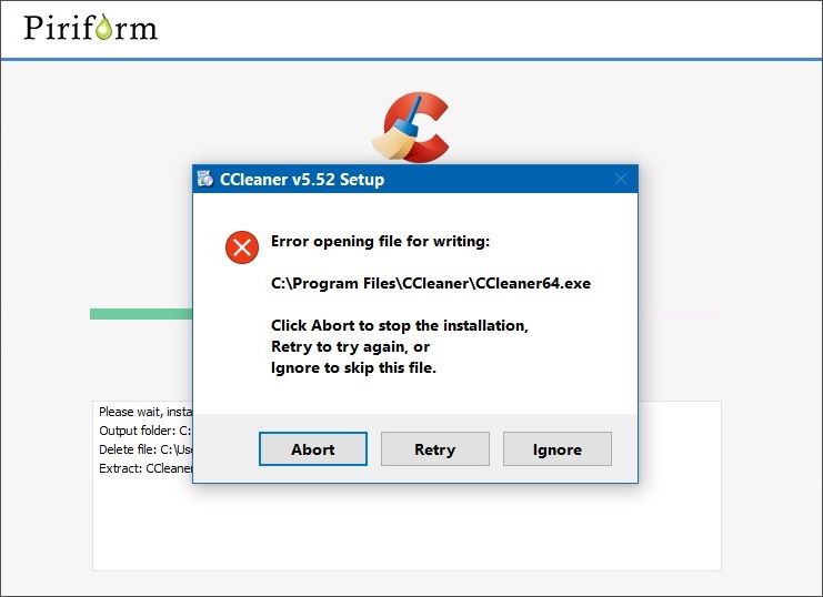 ccleaner pro looks like offline error